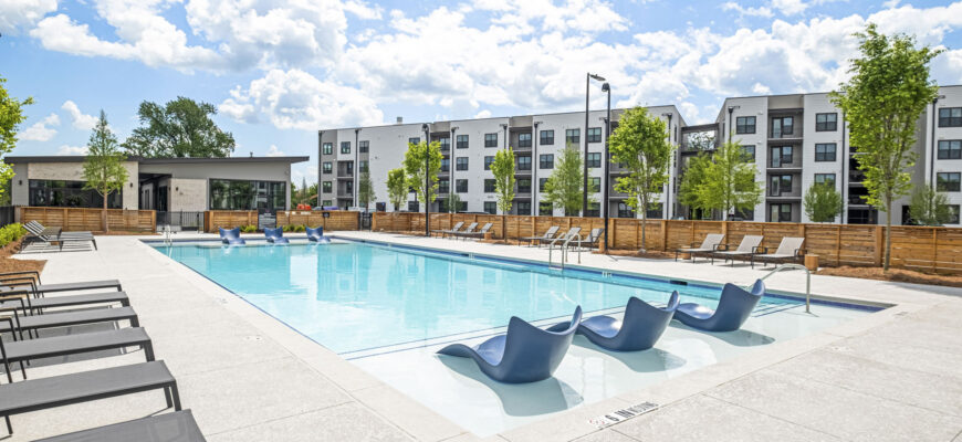 outdoor lounge and pool area